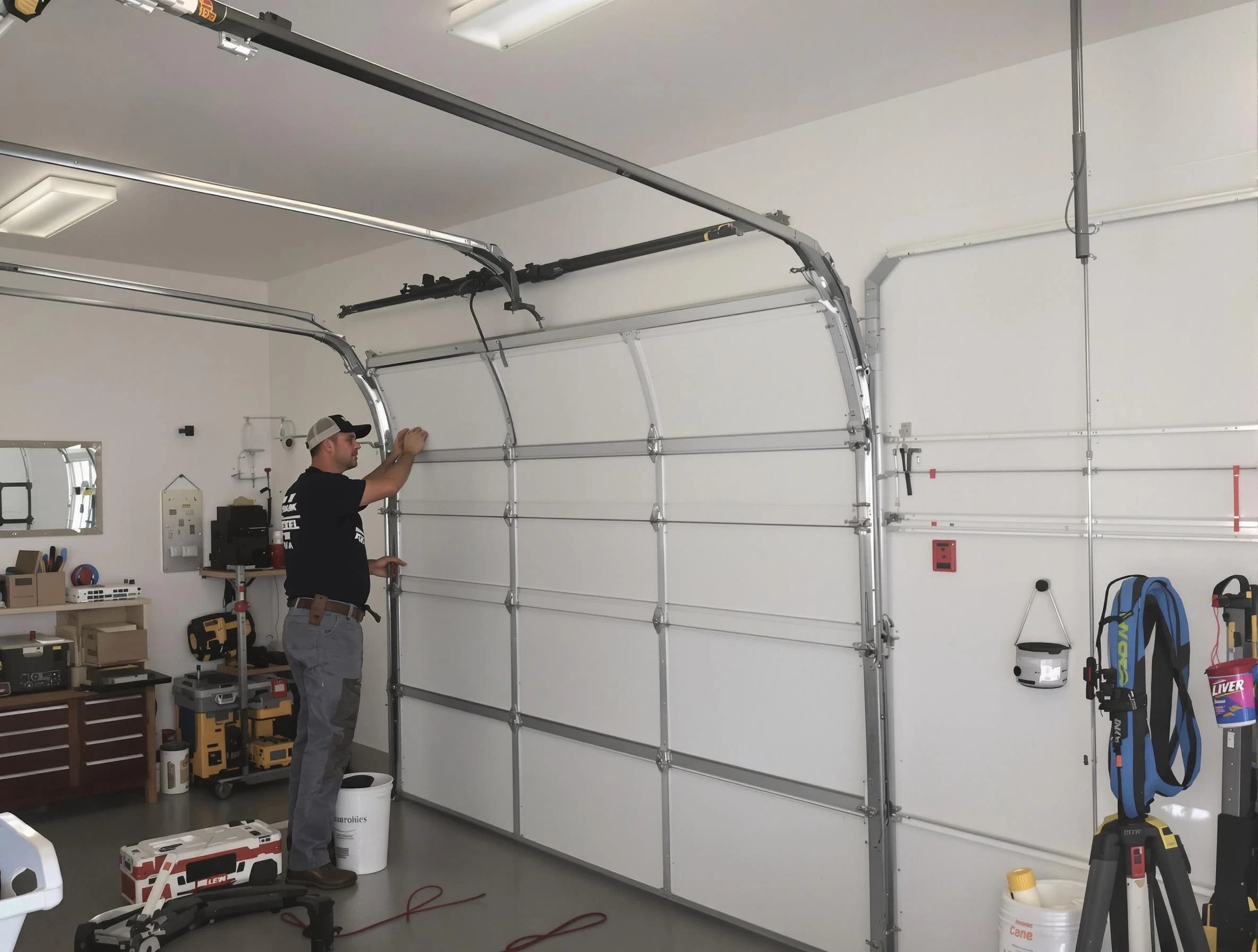 Peachtree City Garage Door Repair team installing new garage door in Peachtree City