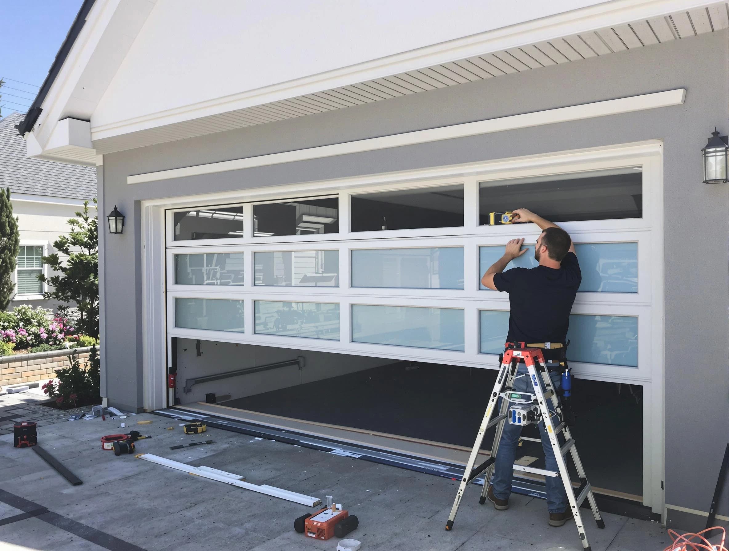 Peachtree City Garage Door Repair team performing garage door replacement in Peachtree City