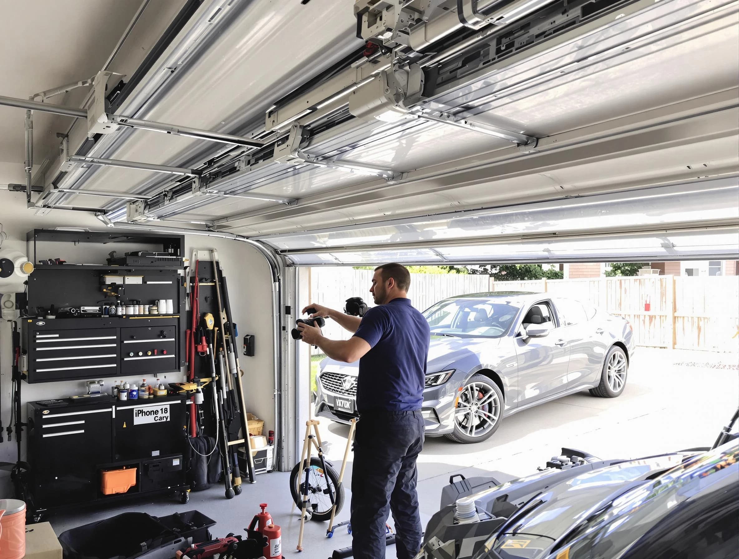 Peachtree City Garage Door Repair technician fixing noisy garage door in Peachtree City