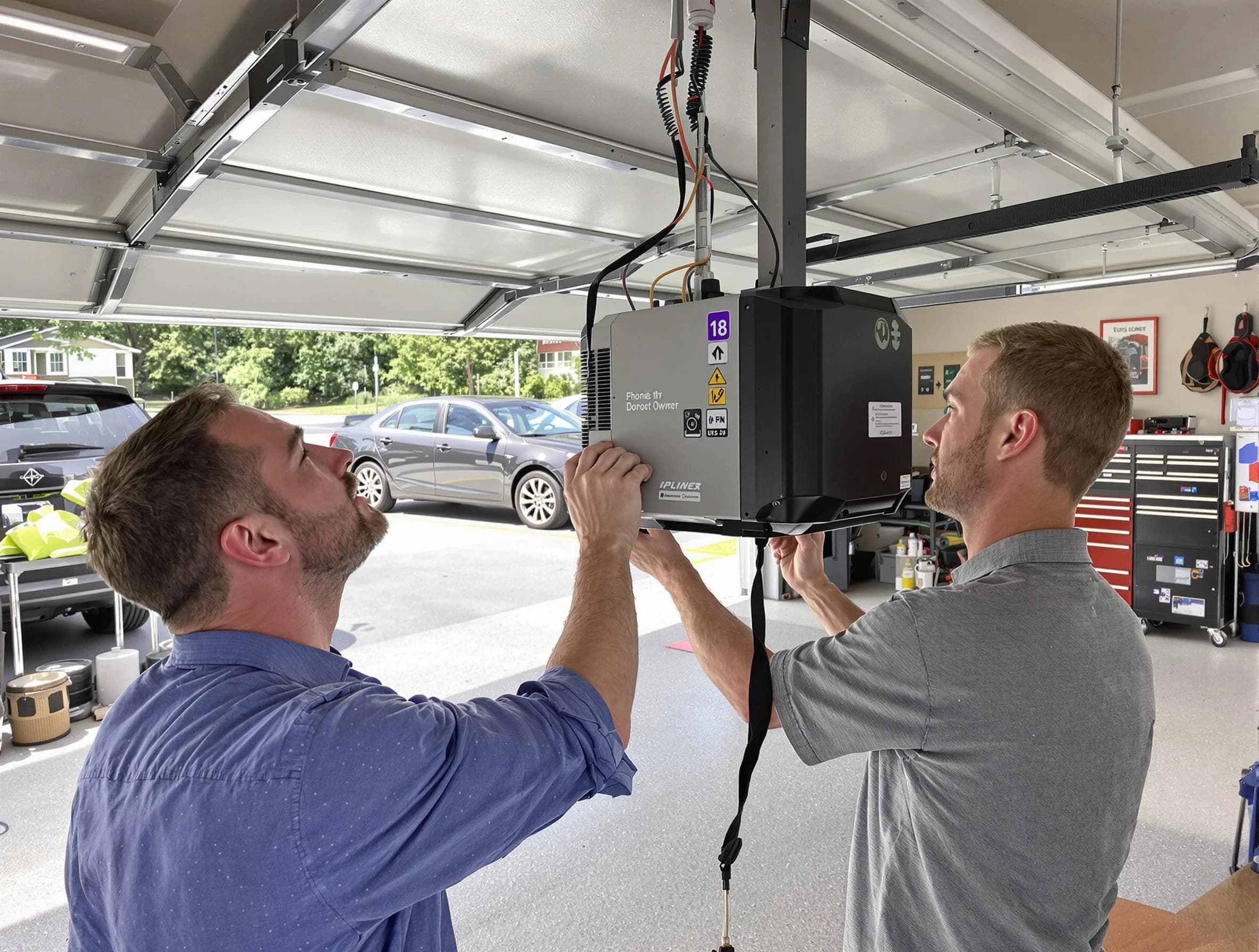 Peachtree City Garage Door Repair technician installing garage door opener in Peachtree City