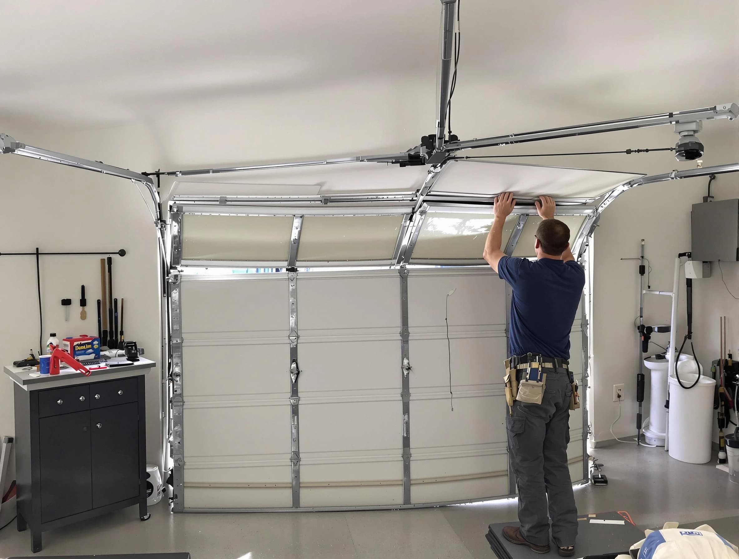 Peachtree City Garage Door Repair specialist performing precise section replacement on Peachtree City garage door