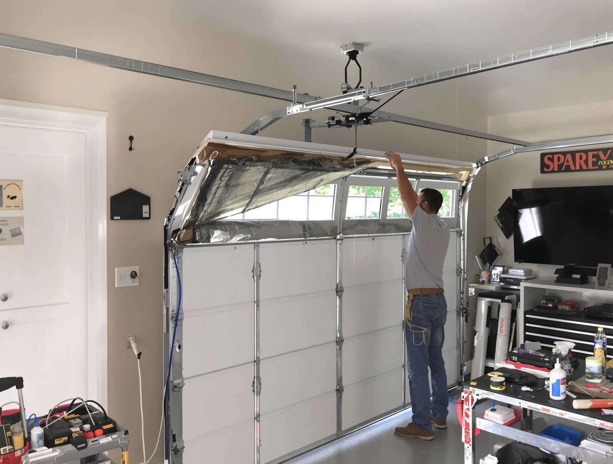 Garage door section replacement by Peachtree City Garage Door Repair in Peachtree City