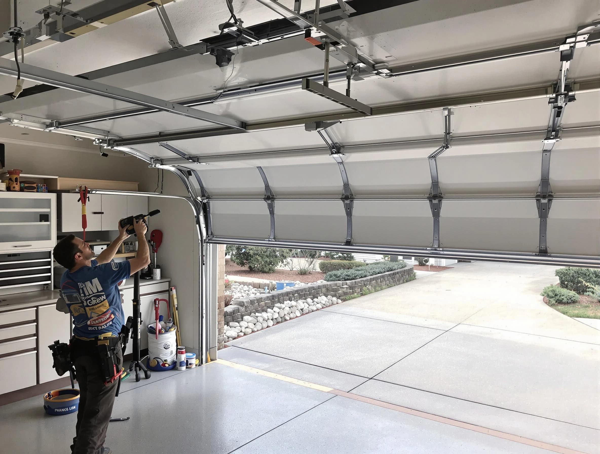 Garage door track repair service by Peachtree City Garage Door Repair in Peachtree City