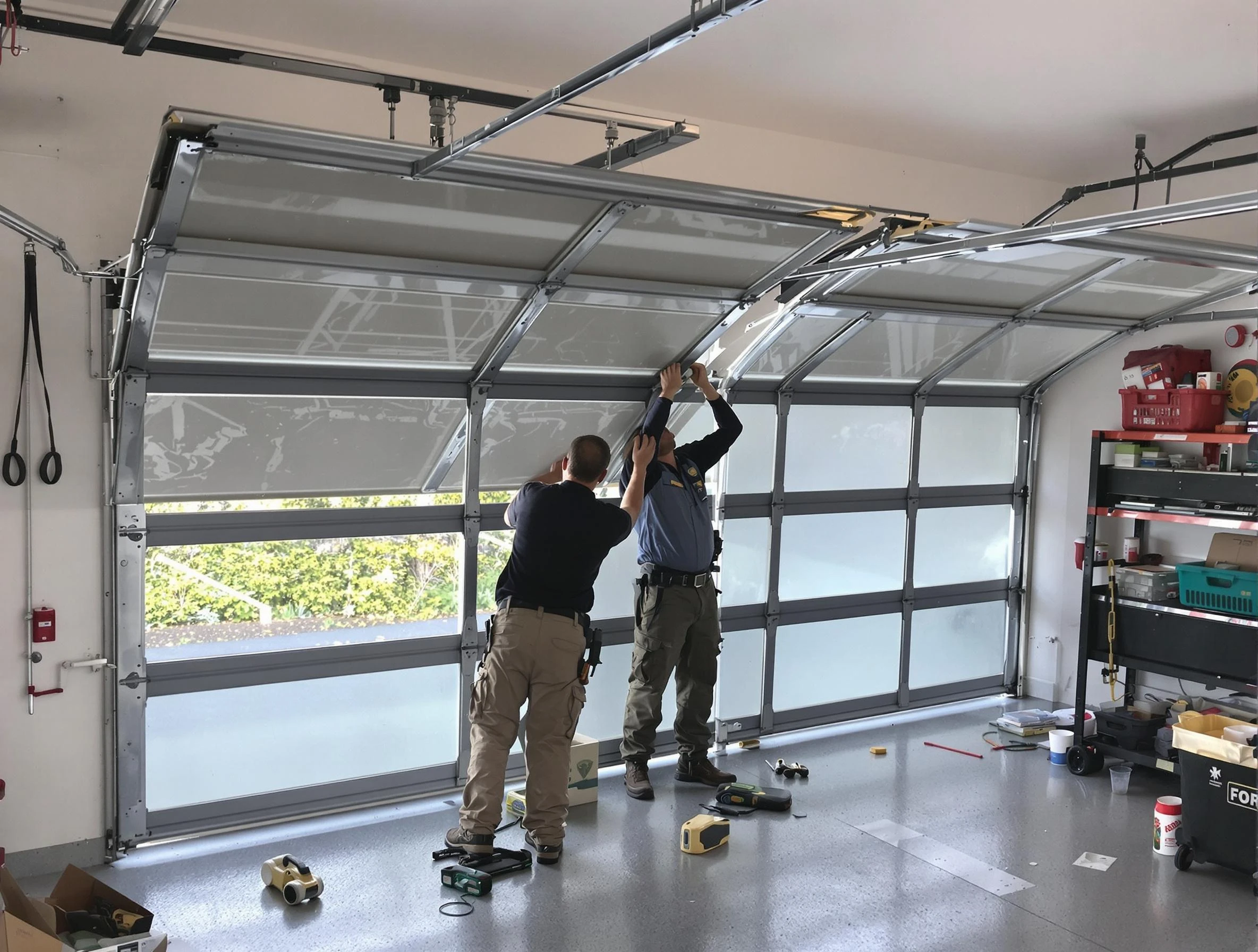 Peachtree City Garage Door Repair expert performing precise panel replacement on Peachtree City garage door