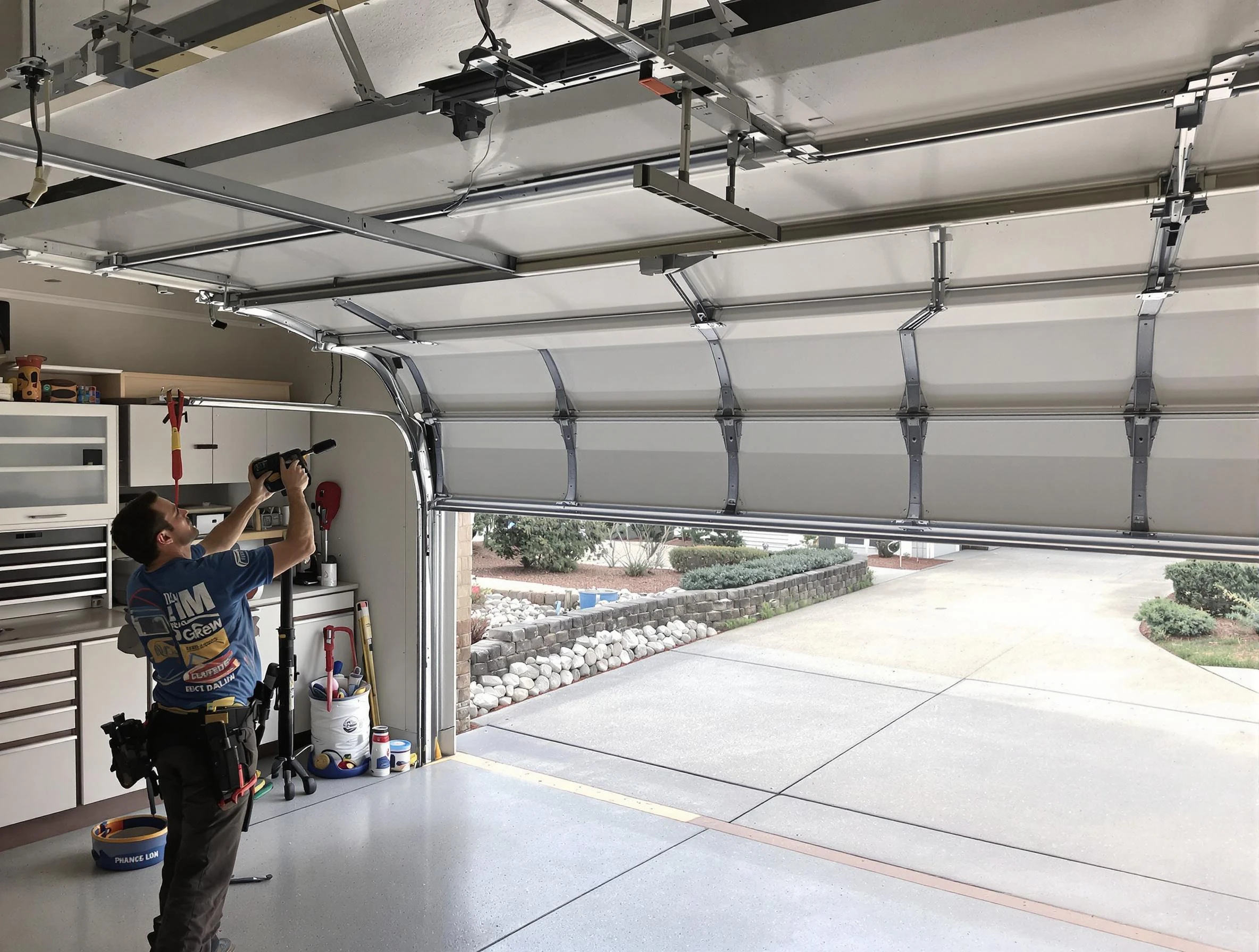 Garage door track repair service by Peachtree City Garage Door Repair in Peachtree City
